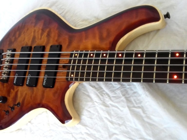 Revo Z Electric Bass Lutherie LEGG 5 Strings LED Marbled Maple